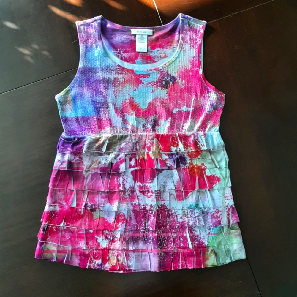Colorful Tank Top With Ruffles